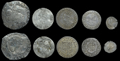 Charles I (1625-1649), Tower mint, Halfcrown, Gp IV, mm. triangle-in-circle, 14.81g/3h (N 2214; S 2779); Penny, mm....