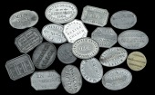 Communion tokens (19), from St Ninian’s, Markinch, Cowgate, Kirkcaldy, Airdrie, Kinghorn, Leith, Errol, Leslie,...
