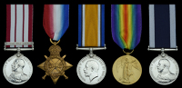 Five: Able Seaman R. D. Brown, Royal Navy

Naval General Service 1915-62, 1 clasp, Persian Gulf 1909-1914 (222163....