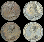 England, Marriage of Charles III and Princess Louise of Stolberg at Macerata, 1772, medals (2), in silver and...