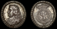 England, General Monck, c. 1660, an oval cast and chased silver medal, unsigned, bust left, george d albemarle...