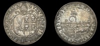 England, William Juxon, Bishop of London, 1637, a silver medal by N. Briot, conjoined arms of the See of London and...
