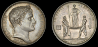 France, Napoleon, Coronation, 1804, a silver medal by B. Andrieu and R. Jeuffroy, laureate bust right, rev. senator...