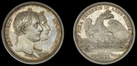 France, Napoleon, Coronation, 1804, a silver medal by N. Brenet, conjoined busts of Napoleon and Josephine right,...