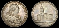 England, Foundation of Christ Church, Birmingham, 1805, a silver medal by T. Webb, bust of George III right, rev....