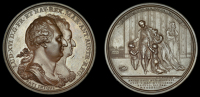 France, Execution of Louis XVI and Marie Antoinette, 1793, a copper medal by C.H. Küchler, conjoined busts right,...