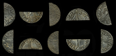 Æthelred II (978-1016), Long Cross type, Cut Halfpence (5), Huntingdon, moneyer uncertain, 0.80g/3h, London,...