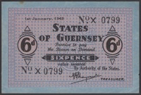 States of Guernsey, 6 Pence, 1 January 1942, serial number X0799, original extremely fine and scarce in this...