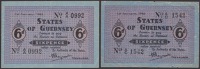 States of Guernsey, 6 Pence (2), 1 January 1942, serial numbers A/A 0992 and A/C 1542, very fine and about very...
