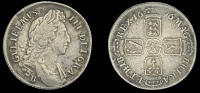 William III (1694-1702), Shilling, 1696b, first bust, small x in rex, harp with 5 strings (ESC 1159 [1081]; S 3498)....
