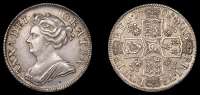 Anne (1702-1714), Shilling, 1708, third bust, plumes, harp with 7 strings (ESC 1400 [1148]; S 3611). Extremely fine...