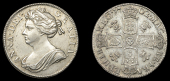 Anne (1702-1714), Shilling, 1702, first bust, plumes (ESC 1386 [1129]; S 3584). Has been cleaned, otherwise good...