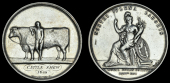 Royal Dublin Society, a silver award medal by W. Woodhouse, Minerva seated left, high legend, rev. bull with...