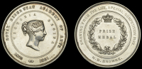 Royal Hibernian Academy of Arts, a silver award medal by J. Woodhouse, coroneted bust of Victoria right, rev....