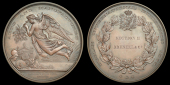 Dublin International Exhibition [of] Arts and Manufactures, 1865, a copper award medal by A. Geefs, similar, named...