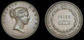 Royal Dublin Society, Government School of Design, a bronze medal by W. Woodhouse, coronetted bust of Victoria...