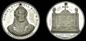 INAUGURATION of the NATIONAL MONUMENT to DANIEL O’CONNELL, 1882, a white metal  medal, facing bust, rev. Celtic...