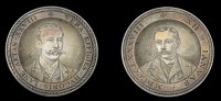 Sir Hugh Lane, 1888, an engraved silver medal in the style of de Passe for R. Huth, bust three-quarters right, rev....