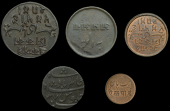 India, EIC: Bengal Presidency, Pice and Half-Pice, yr 37, Calcutta (Stevens 4.29, 4.31; Prid. 204, 212); Pice, yr...