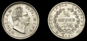India, EIC: Uniform Coinage, William IV, Quarter-Rupee, 1835b (SW 1.72; Prid. 96). Some die rust on obverse and...