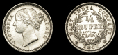 India, EIC: Uniform Coinage, Victoria, Quarter-Rupee, 1840, type II, Madras, 2.92g/12h (SW 3.57; Prid. 110). Good...
