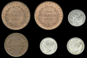 India, EIC: Uniform Coinage, Victoria, 2 Annas (3), 1841, type II, Calcutta (SW 3.62; Prid. 121); Quarter-Annas (2),...