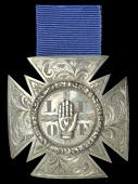 LOYALIST OR Free FORESTERS, a silver Maltese Cross, hand of Ulster on leaf cross, L-U-O-F in angles, engraved...