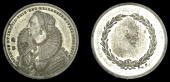 TRINITY COLLEGE, DUBLIN, a white metal trial for an award medal by W. and J. Woodhouse, bust of Queen Elizabeth I,...