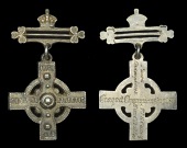 Irish Champion Athletic Club, a silver Celtic cross, back named (Croquet Championship 1874, Pairs Champions, T.J.S....