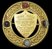 Irish Rifle ASSOCIATION, 1898, gold sHIELD, by West & Son, Dublin, awarded to Frederick W. Henry, an engraved shield...