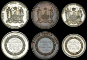 Royal Dublin SOCIETY, award medals (3), in silver (2), both by Woodhouse, arms and supporters, reverses named...