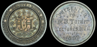 England, The Architectural Association, a silver award medal by J.S. & A.B. Wyon, floral arrangement around central...