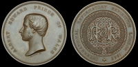 England, International Reformatory Exhibition, London, 1865, a copper medal by J.S. Wyon, bust of Prince of Wales...