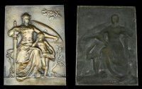 France, La Paix Educatrice, 1898, a large uniface cast bronze plaque by A.A.P. Massoulle for Magdeleine of Paris,...