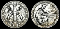 England, Royal Institute of British Architects, 1907, a silver medal by Sir G. Frampton, two crowned lions...