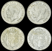 George V (1910-1936), Halfcrowns (2), both 1922, dies 3+C, 3+D (Davies 1682-3; ESC 3723 [769]; S 4021A) [2]. Better...