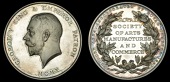 England, Royal Society of Arts, a silver award medal by B. Mackennal, bust of George V left, rev. legend within...