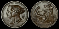 England, Great Exhibition, Hyde Park, 1851, Prize Medal, a copper award by W. and L.C. Wyon, conjoined busts of...