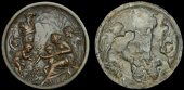 Miscellaneous, A uniface bronzed electrotype, probably 19th century, classical scene of mother and father watching...