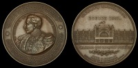 England, German Exhibition, London, 1891, a bronze medal by W. Mayer, bust of Wilhelm II in military attire left,...