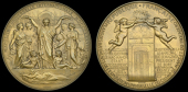 France, Exposition Universelle, Paris, 1878, a light bronze medal by E.-A. Oudiné, standing figures in front of...