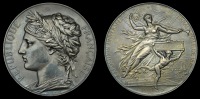 France, Exposition Universelle, Paris, 1878, a silver award medal by J.-C. Chaplain, head of Ceres left, rev. Fame...