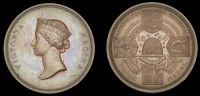 England, Metropolitan and Provincial Industrial Exhibition, 1866, a copper award medal by J.S. & A.B. Wyon, crowned...