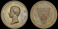 England, Norwich and Eastern Counties Exhibition, 1867, a copper award medal by J.S. Wyon, bust of Prince of Wales...