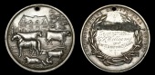 England, Merionethshire Agricultural Society, a silver award medal by T. Ottley, farm animals in foreground, large...