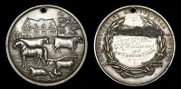 England, Merionethshire Agricultural Society, a silver award medal by T. Ottley, farm animals in foreground, large...