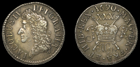 James II (1685-1691), Gunmoney coinage, Proof Halfcrown, 1690 May., in silver, small size, edge grained, 10.54g/1h...