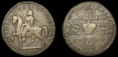 James II (1685-1691), Gunmoney coinage, Crown, 1690, type 2, large letters on obv., sword points to e of rex,...