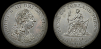 George III (1760-1820), Bank of Ireland coinage, Proof Six Shillings, 1804, in bronzed copper, foremost leaf points...