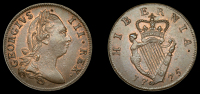 George III (1760-1820), London coinage, Halfpenny, 1775 (S 6614). Extremely fine with some original colour	 £150-£180